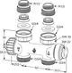 Zeichnung eines Heizungsventils von IMI Hydronic Engineering. Bestandteil ist ein Multilux Zweirohr Durchgang mit verschiedenen Gewindeanschlüssen und technischen Maßen.